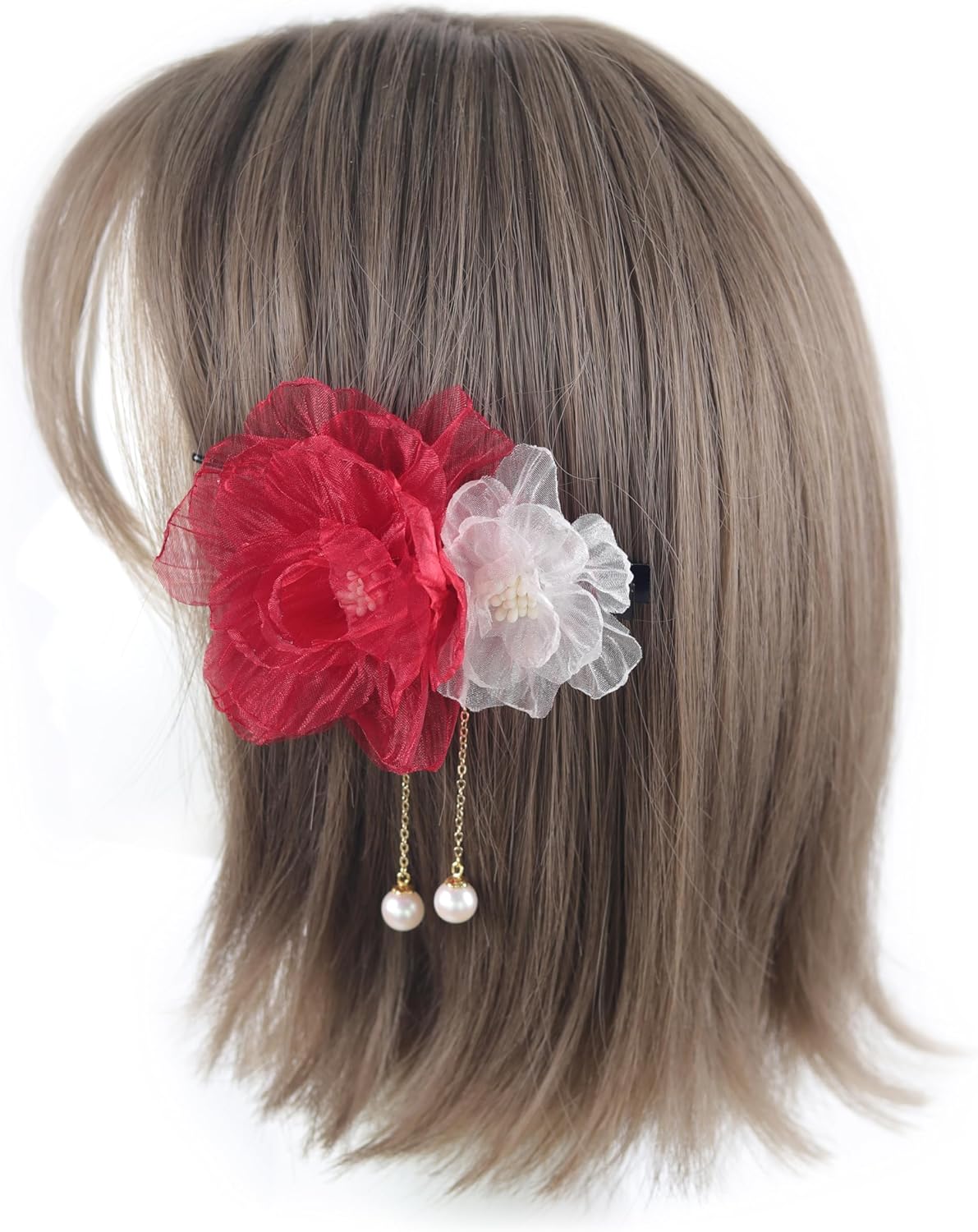 [NANA Handmade] Hair Ornament, Clip, Swaying Pearl Beads, Yukata, Kimono, Fireworks Display, Simple, Flower, Short, Hakama, Coming-of-Age Ceremony, Graduation Ceremony, Front Photography, Bride