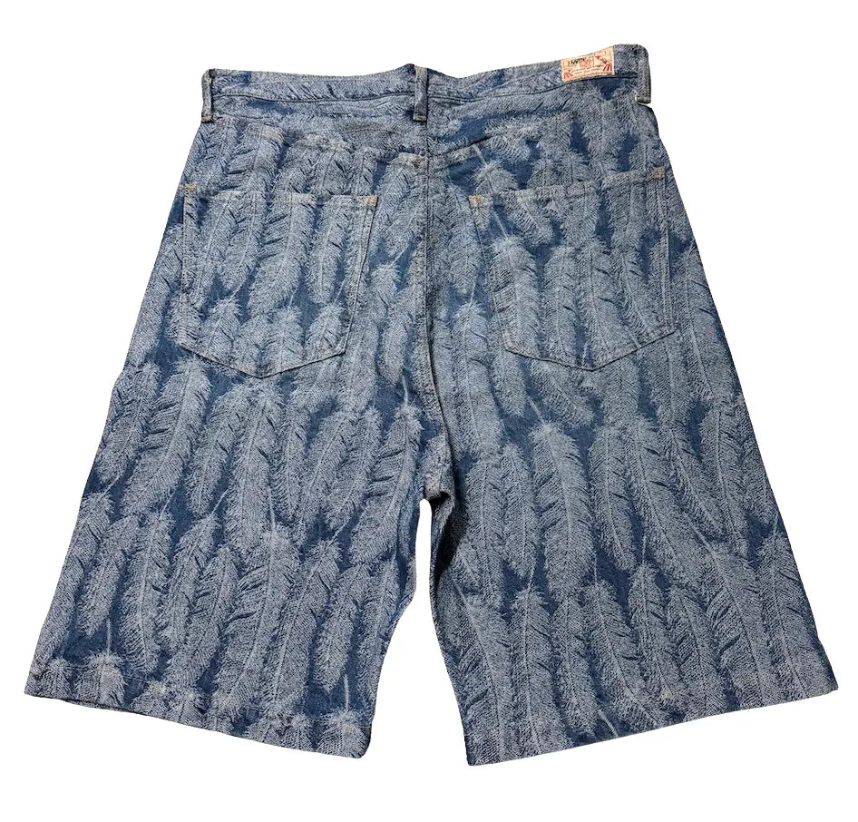 KAPITAL 12 OZ 'MAGPIE' BLUE DENIM SHORTS