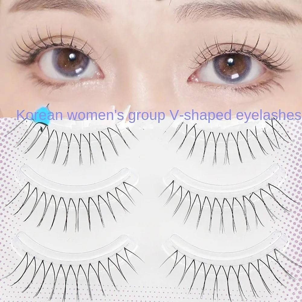 5 Pairs Natural Extra Fine V Shaped False Eyelashes Big Eye Effect Eye Makeup Eyelash Extensions Thin Long False Eyelashes