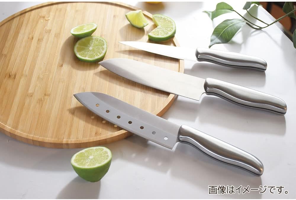 PEARL METAL Santoku Knife, Perforated All Stainless Steel, 6.5 inches (165 mm) FN-142 Chef's Steel Easy