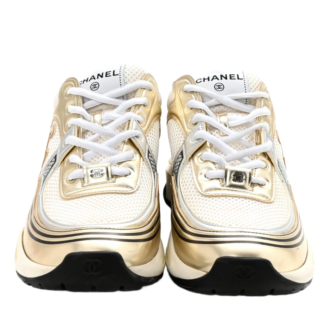 CHANEL 'WHITE/GOLD' CC LOGO SNEAKER
