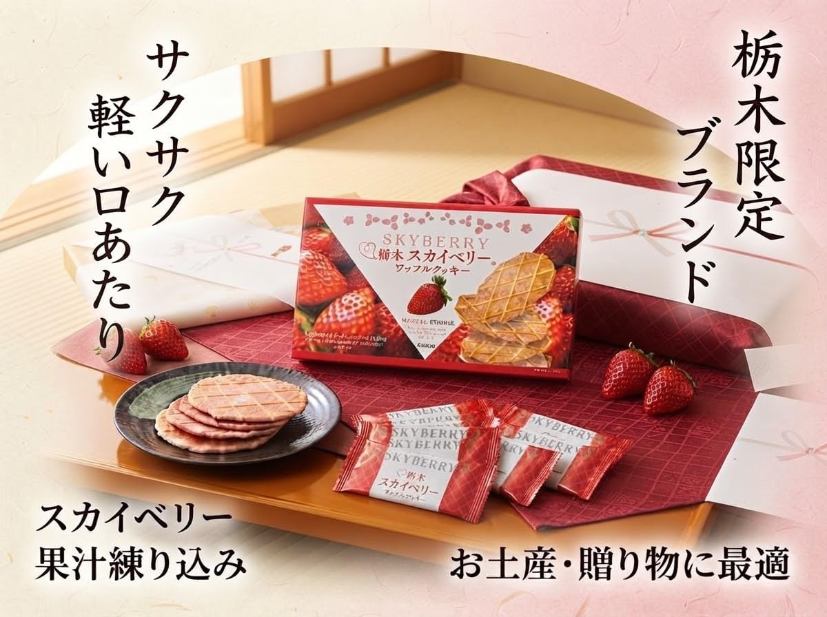 Tochigi Skyberry Waffle Cookies, Pack of 20