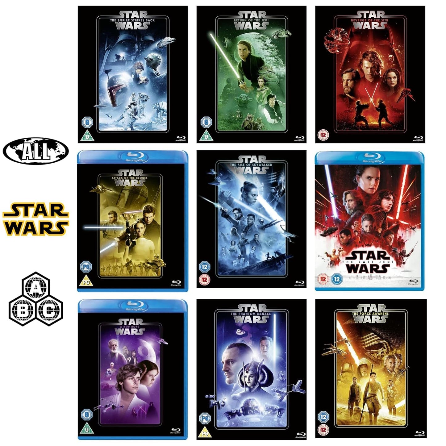 Star Wars 1-9 Complete Movie Collection Bundle (Blu-Ray, Region Free)