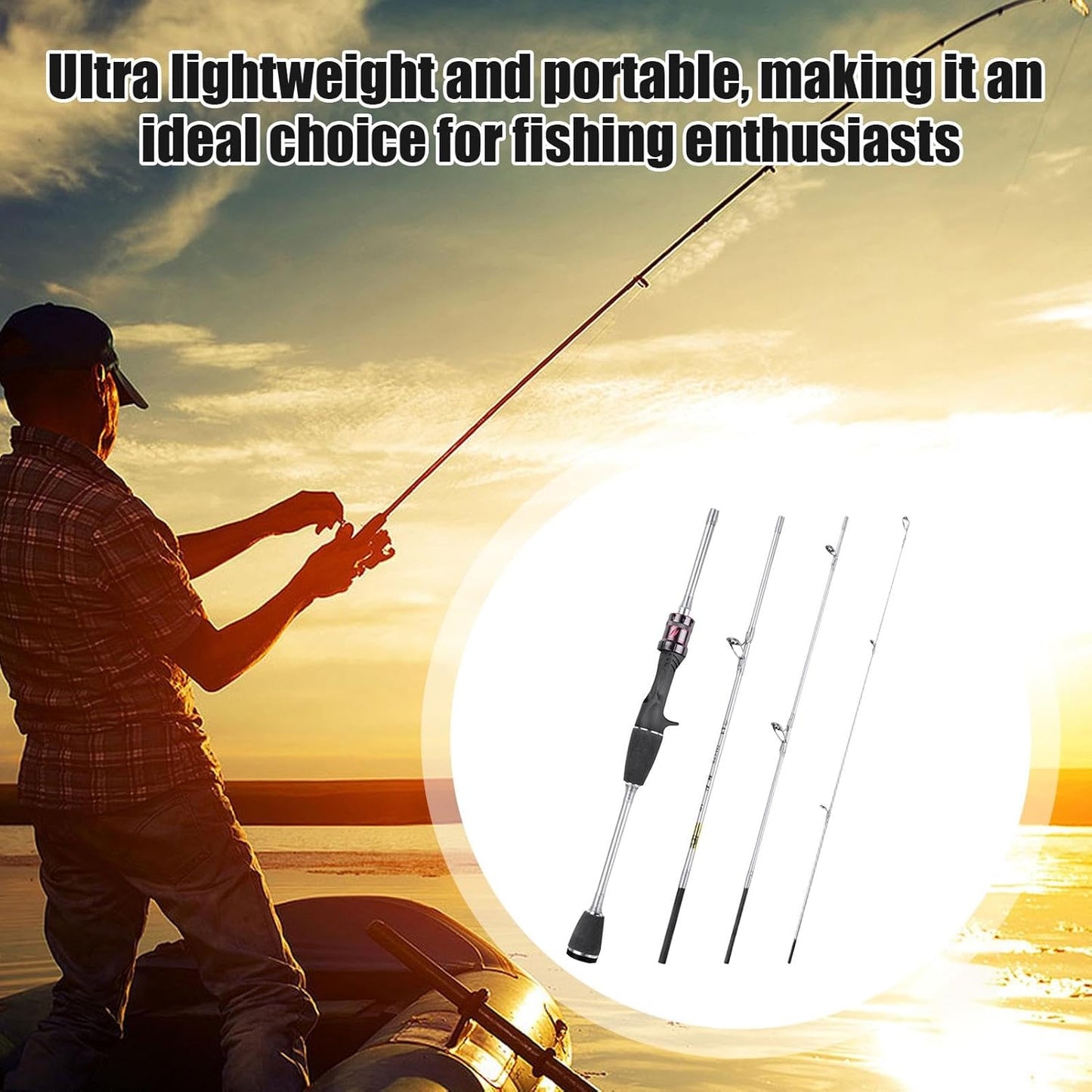 Travel Fishing Pole, Baitcasting Rod | Carbon Fiber Saltwater Surf Fishing Rod | Outdoor Fishing Equipment [Video Included] Carbon Short Pole, Injection Microbial Lure Rod, Ultra Lightweight, Portable