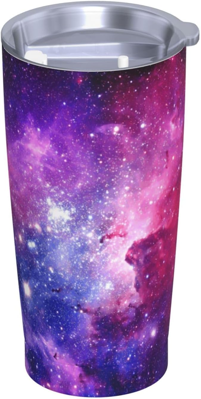 Vaso de 20 onzas con tapa y popote para mujeres y hombres, con aislamiento de cielo estrellado, universo del espacio exterior, vaso de acero inoxidable de doble pared al vacío, taza de café