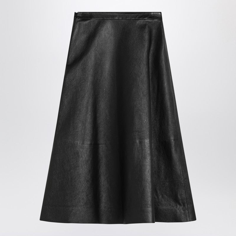 Balenciaga バレンシアガブラックレザーフレアスカート - Image 2