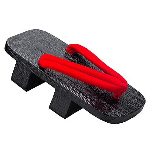 [cnstone] Men's Geta Clogs, Soft Nose Straps, Yakata/Black Lacquered Paulownia Clogs, Men's Cosplay, Two-ply Geta for Cosplay, Yukata, Summer Kimono, Unique Pattern, Men's Paulownia Clogs, Gift,