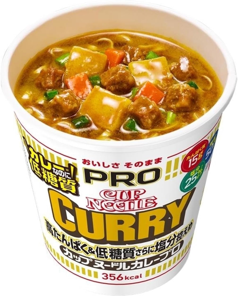 Cup Noodles PRO High Protein & Low Carb with Reduced Salt Curry 85g x 12 pieces [Nissin Foods Protein 15g, 50% Off Carbs, 25% Less Salt Cup Noodles Cup Ramen Box Buy]
