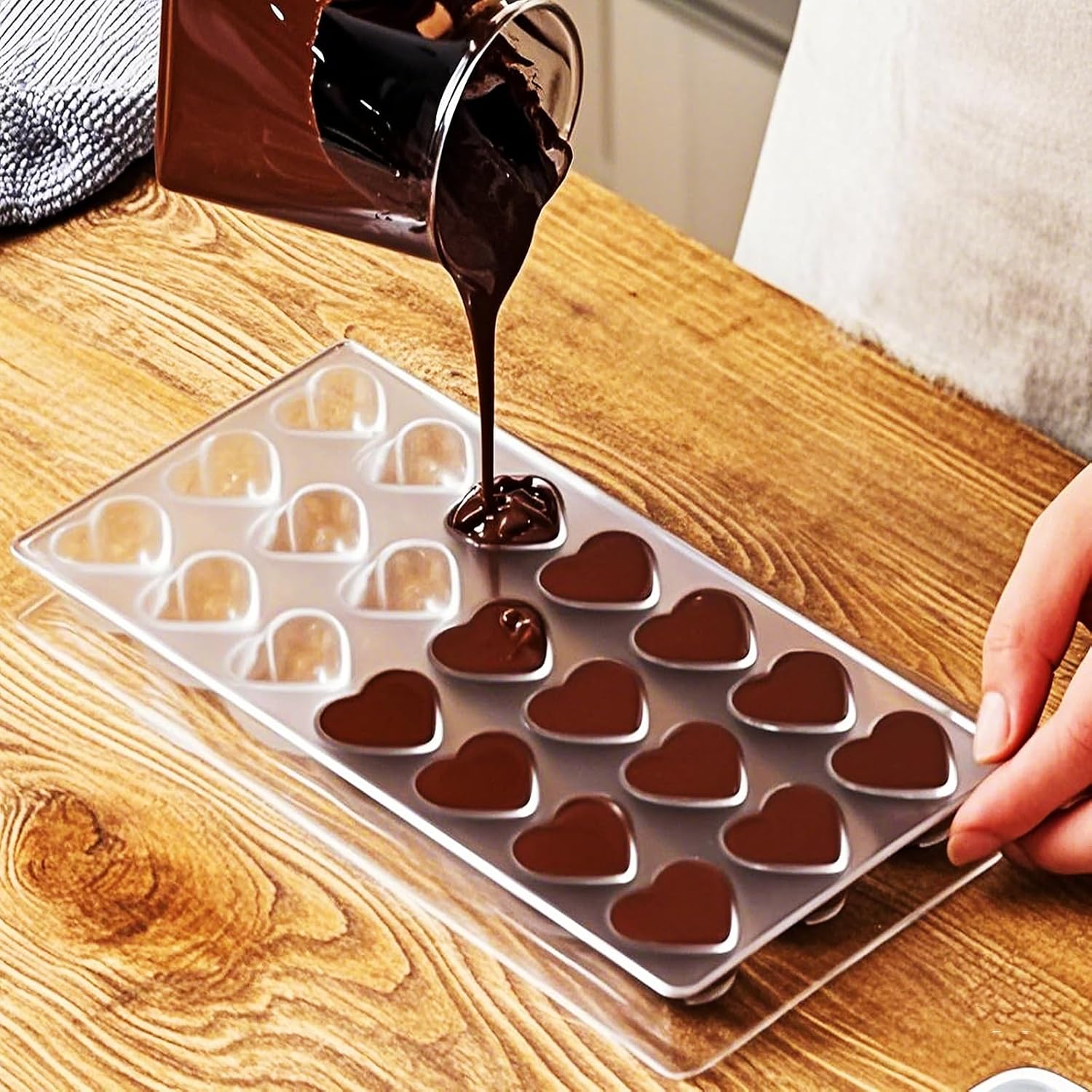 Fexmoy Chocolate Mold, Silicone Chocolate Mold, 3D Heart Shape, 21 Holes, Food Grade Silicone Mold, Chocolate Mold, Tool, Reusable Handmade Pastry Mold, DIY (Valentine/Wedding/Confession Surprise