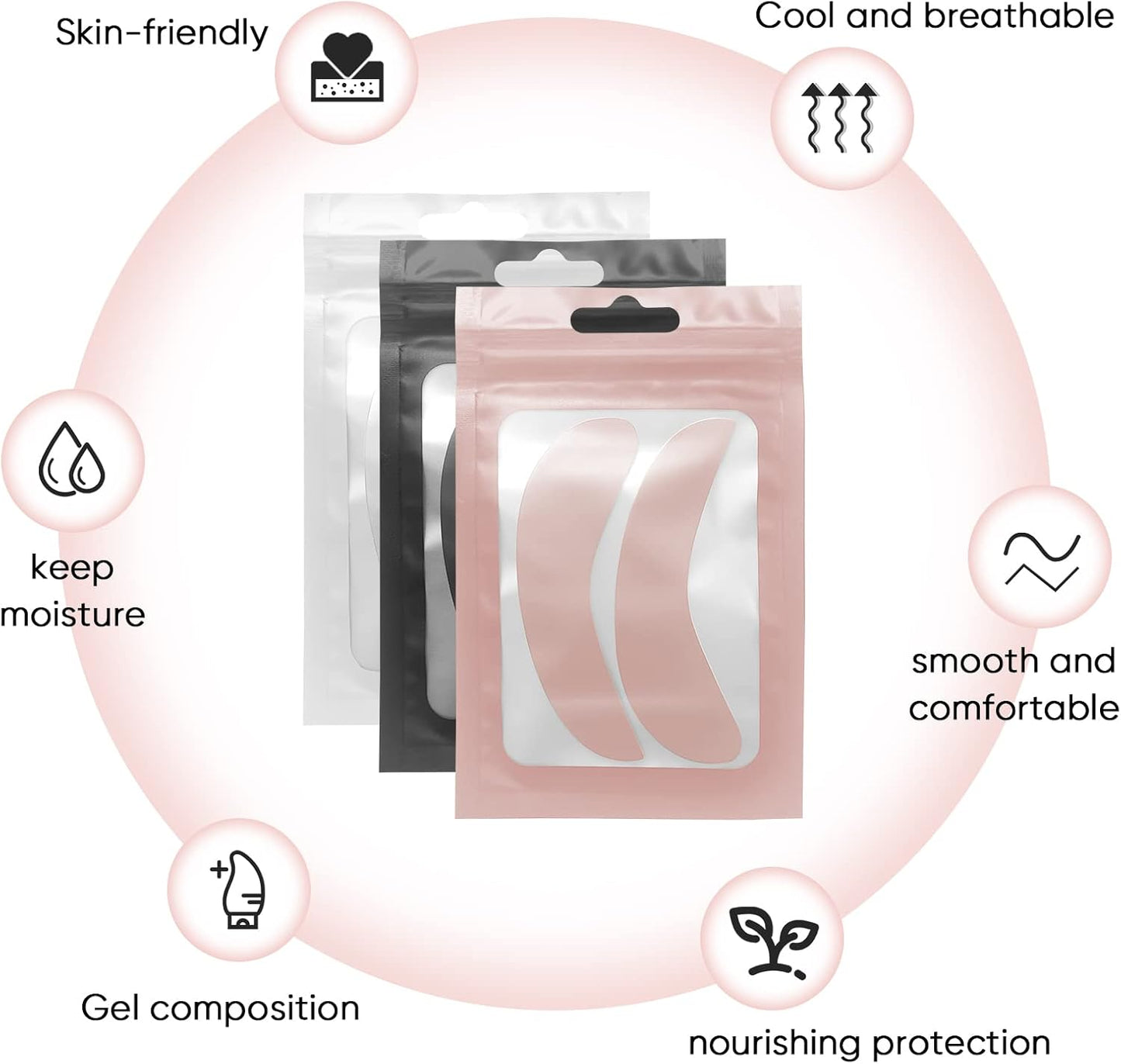 Libeauty 3 Pairs Reusable Eyelash Extension Eyepad Eyelash Lift/Tint Under Eye Gel Pad Patch Kit Soft Skin