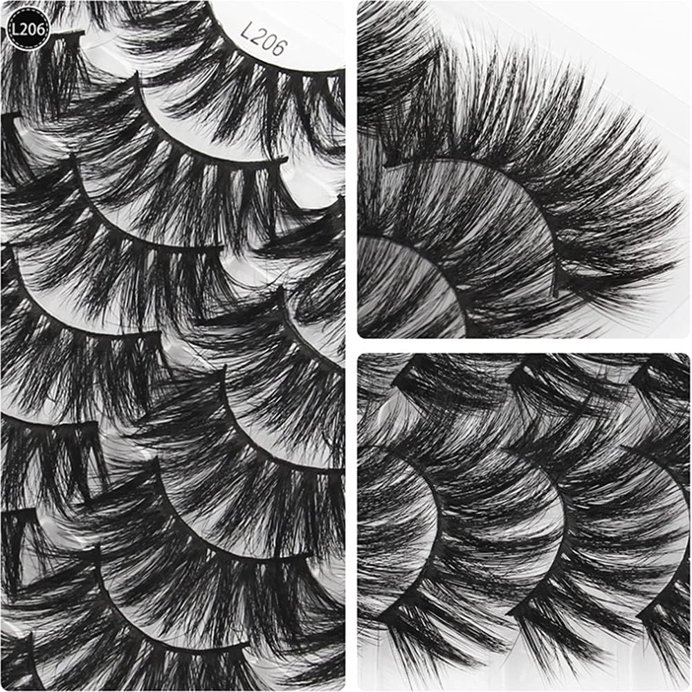 SHIDISHANGPIN 16 Pairs Black Eyelashes Natural Long Multilayer Fluffy Eyelashes 3D Thick Eyelashes Handmade False Eyelashes (L206)
