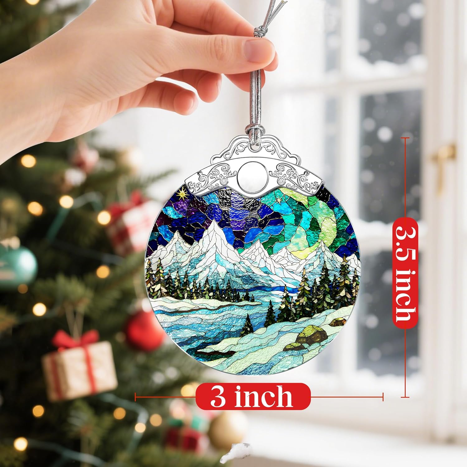 Adornos de Navidad de paisaje de montaña: adornos para árbol de Navidad, decoración navideña para alpinista, relleno de calcetines, ideas de regalo, regalos de Navidad y regalos para amantes de la