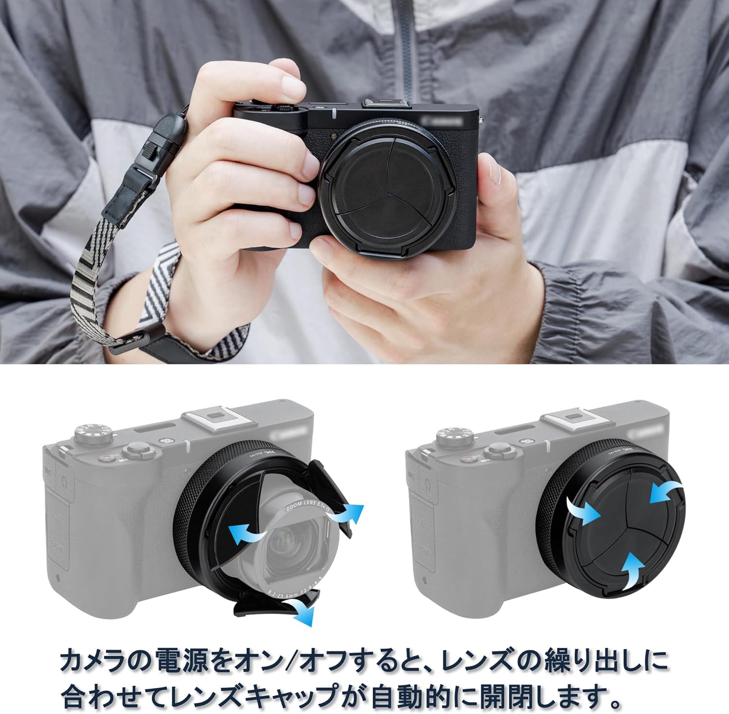 JJC Auto Open and Close Lens Cap for Canon PowerShot V1 PSV1 Cameras, Auto Lens Cap, Lens Protection, Canon Vlog Camera, Lens Cover, Dustproof, Scratch-Resistant, Convenient to Carry