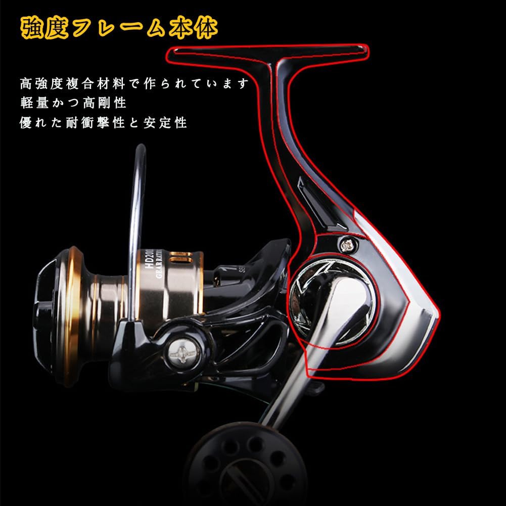 HE-2000 Spinning Reel, Sea Bass, Sea Bass, Jigging, All Metal, Lightweight, Durable, Shockproof, Maximum Drag Force: 22.0 lbs (10 kg)