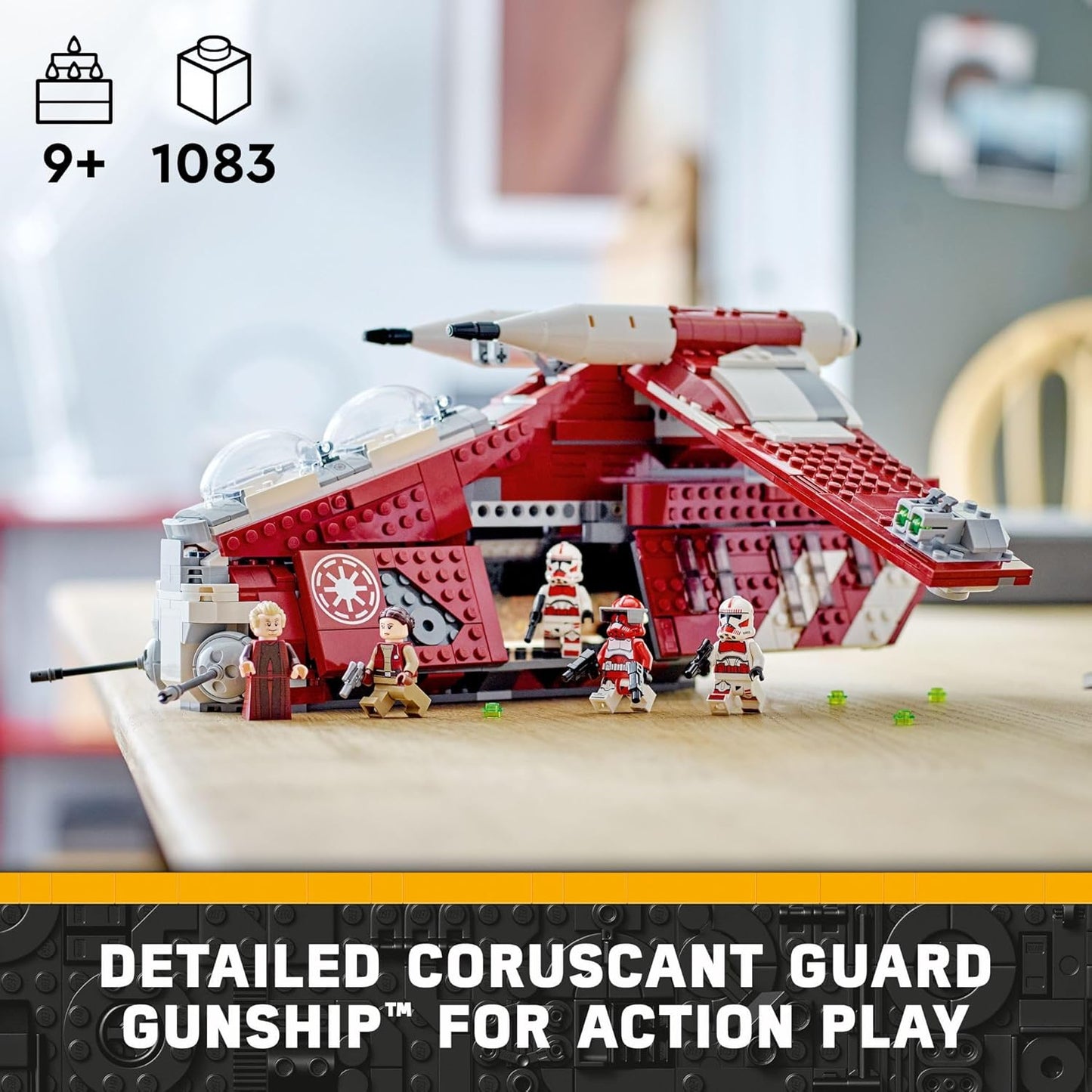 LEGO Star Wars Nave de combate Coruscant Guard 75354 Juguete para construir Star Wars para niños de 9 años, idea de regalo para fanáticos de Star Wars, incluyendo el canciller Palpatine, Padme y 3 minifiguras de soldado clon