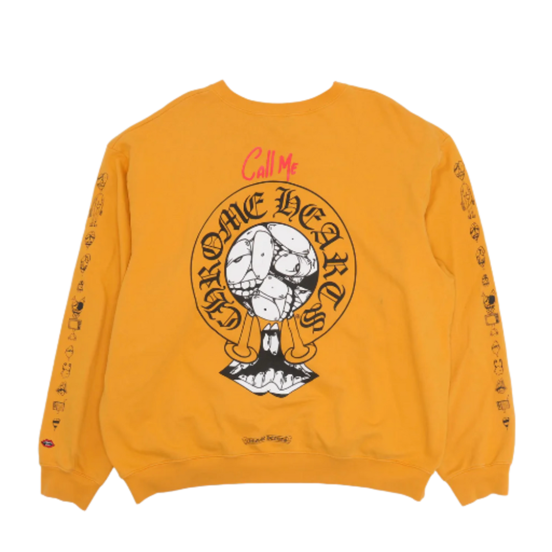 CHROME HEARTS MATTY BOY 'CALL ME' YELLOW CREWNECK