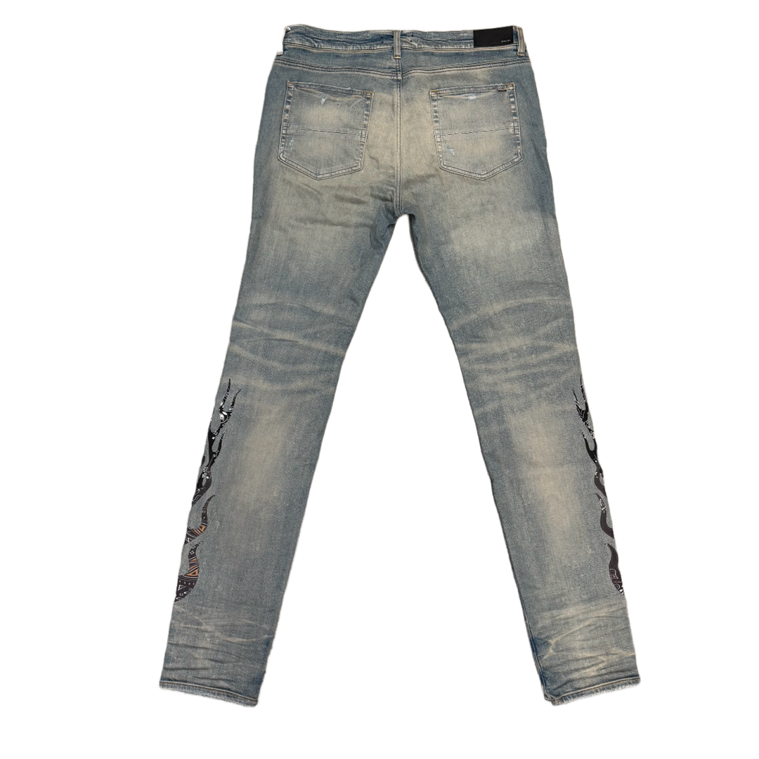 AMIRI 'CLAY INDIGO/BLACK BANDANA FLAME' JEANS