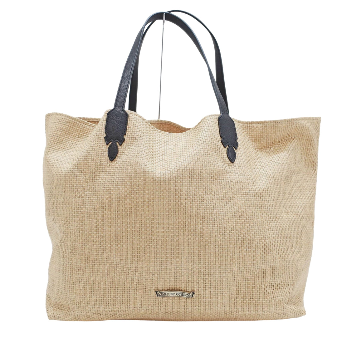 CHROME HEARTS 'BEIGE STRAW' BEACH BAG