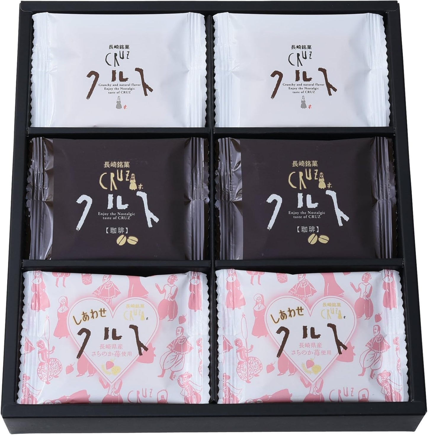 Obama Shokuryo Nagasaki Famous Sweets Cruz 3-Variety Set, Pack of 24