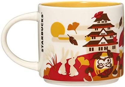Starbucks Stava You Are Here Collection Mug Japan Autumn 14.1 fl oz (414 ml), Japanese Style, Autumn Leaves, Chestnuts, Fifteen Night Moon Castle, Fall, Mt. Fuji Yellow Limited Tableware, Cup, Coffee Limited
