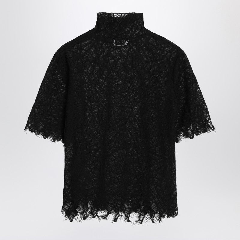 Alexander McQueen アレクサンダーマックイーンブラックスパイダーウェブレーストップ - Image 2