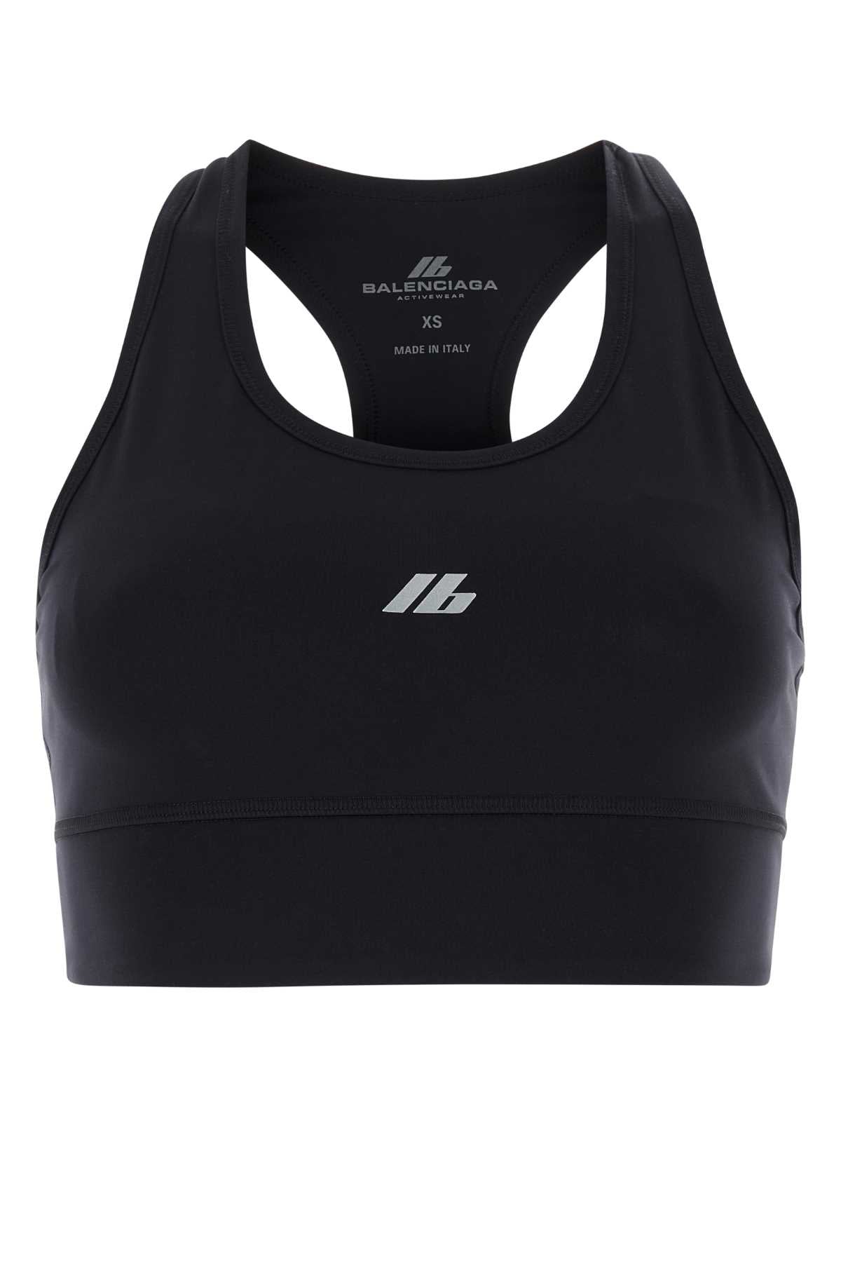 Balenciaga バレンシアガブラックストレッチナイロンクロップトップ - Image 2