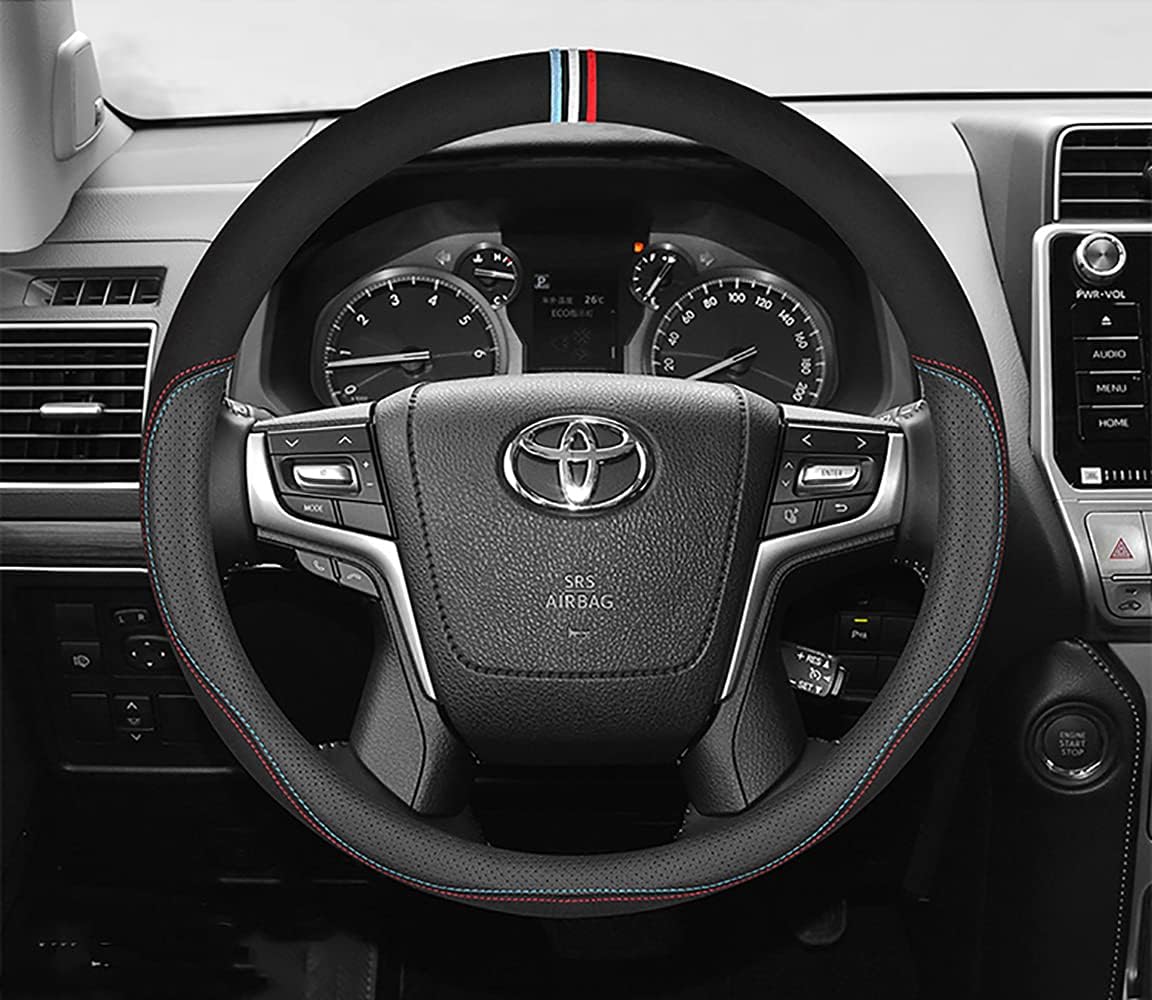Toyota Steering Wheel Cover, Steering Cover, Mini Car, Compact, Minivan, Sedan, Hatchback, Sports Car, Wagon, SUV, Sport, GR/GR Sport, Light Truck, Punching Leather Mesh Design, Interior, High