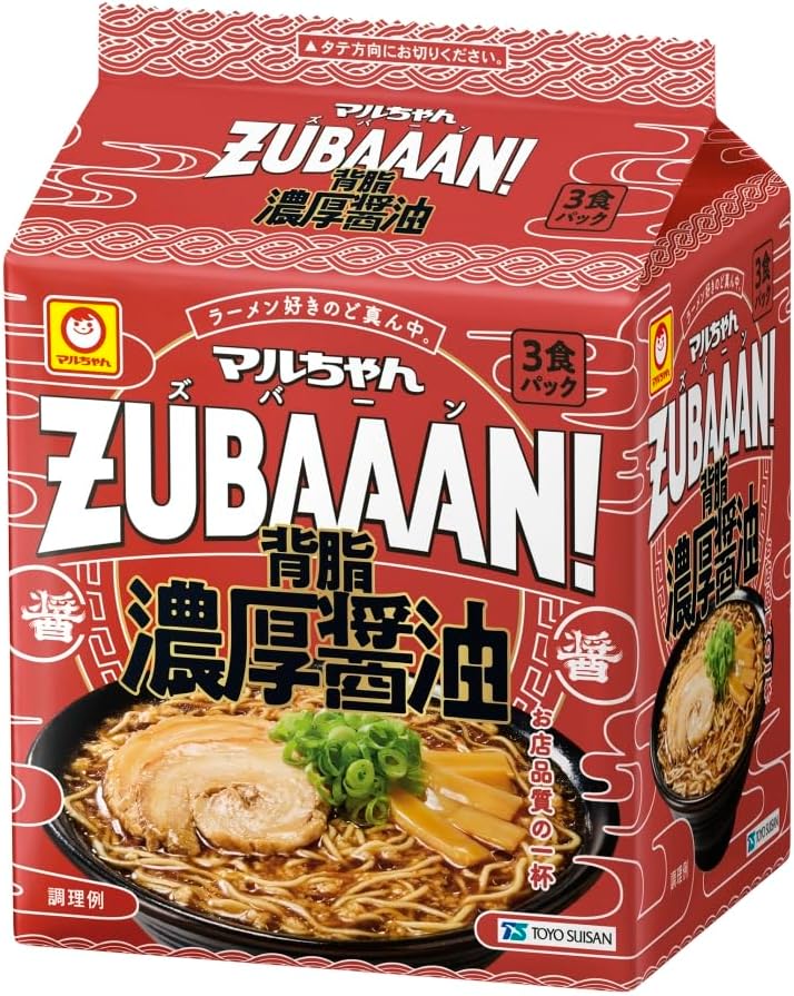 Maruchan Zubaan! Zubaan! Set of 6, 3 Servings Pack (18 servings), Rich Back Fat Soy Sauce x 1, Rich Miso x 1, Garlic Flavored Pork Sauce x 1, Yokohama Soy Sauce Pork Bone x 1, Yokohama Ikei Soy Sauce