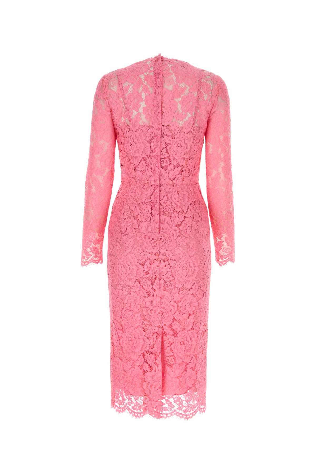 Dolce  Gabbana ドルチェ＆ガッバーナピンクのレースドレス - Image 2