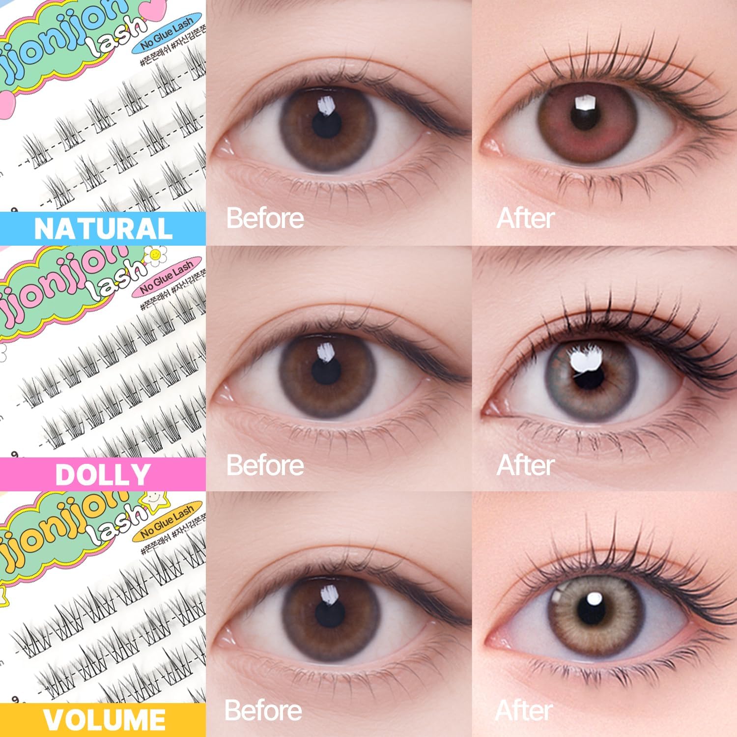 [ICLIONE] jjonjjon lash False Eyelashes, No Glue Required for Portions (VOLUME)