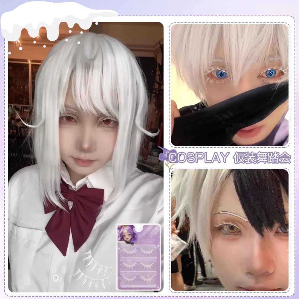 White False Eyelashes (3 Pairs), Top Eyelashes, Soft, Transparent Eyelash Stem, White Cartoon Eyelashes, White Cosplay Makeup, Partial, 3D, Natural, False Eyelashes, DIY Makeup, Everyday Makeup