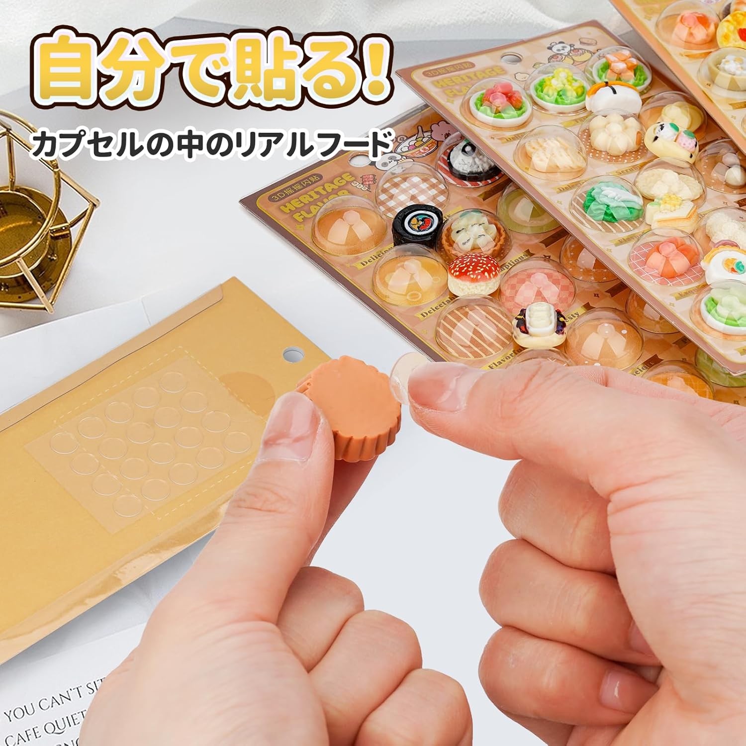 Capsule Seals, 3D, Squishy Style, Decorative Stickers, Food Sample Style, Rice, Sushi Bread, Noodles, Miniature, 15 Designs in 1 Sheet, Diary, Notebook, Smartphone Case, Stationery, Decorative Sticker