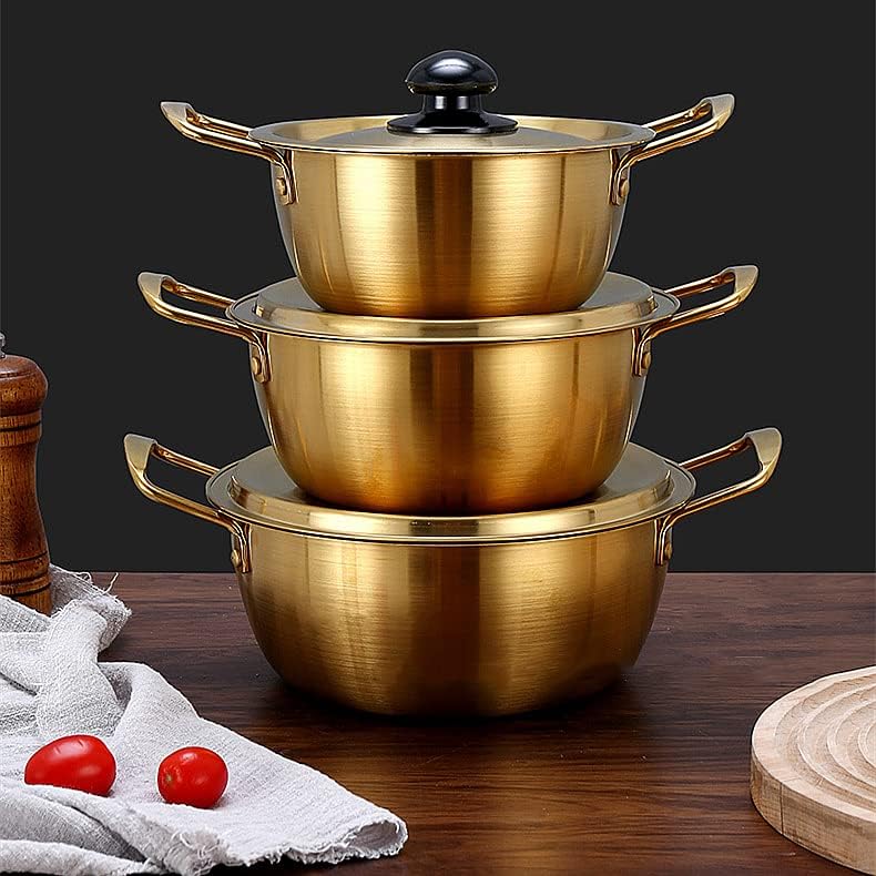 Two-Handed Hot Pot, Stainless Steel Product, Pot Dish, Tabletop Pot, Induction Compatible, Lightweight, Pot Lid Included, 6.3 - 9.4 inches (16 - 24 cm), Small Pot, For Home Use, Commercial Use,