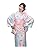 TEX Women's Yukata Floral Pattern Kimono Yukata Costume, 5-piece Set, Yukata, Obi, Fan, Socks, Head Accessory, Cute, Floral Pattern, Plain Weave, Beautiful, One Size Fits Most, Fireworks Festival