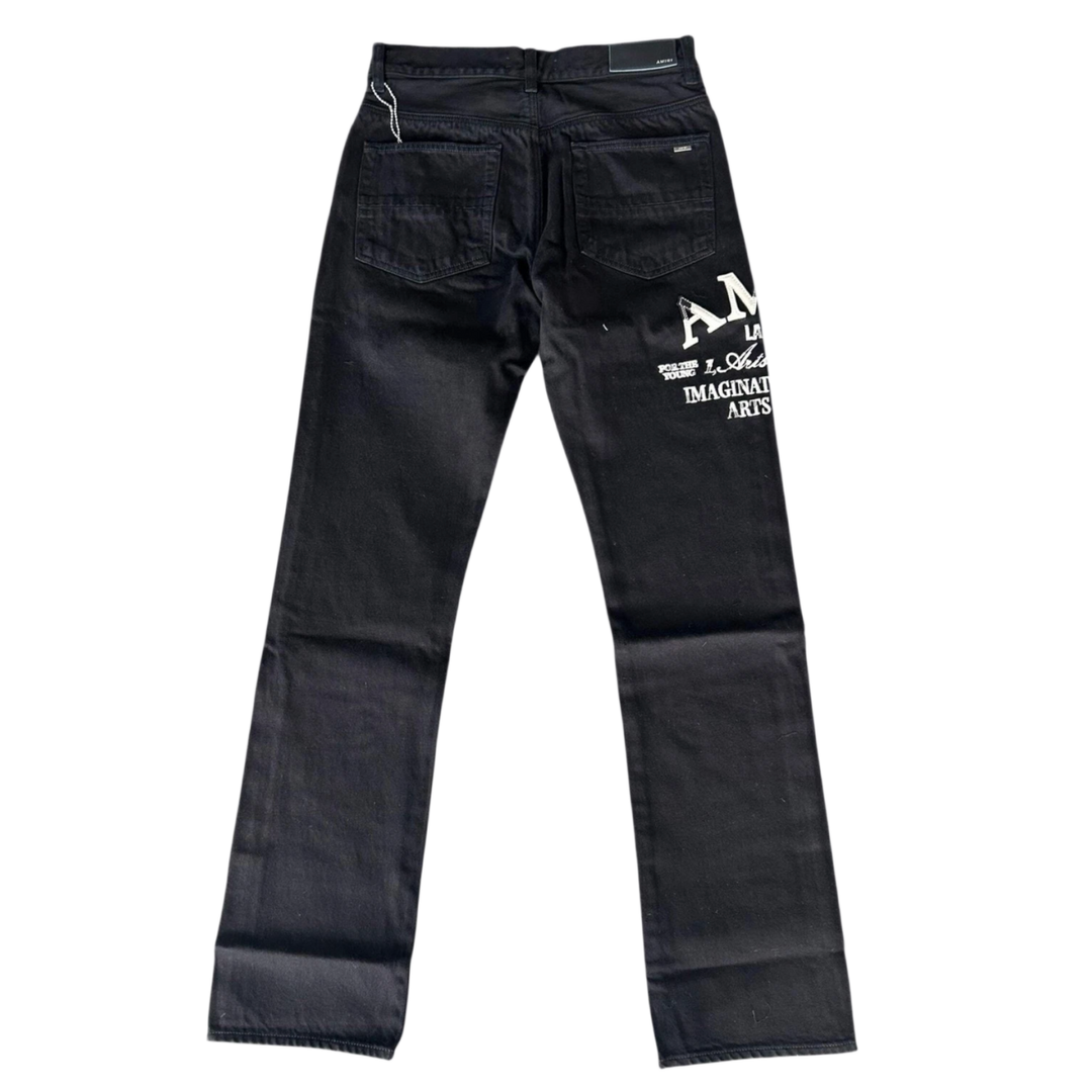 AMIRI 'ARTS DISTRICT LOGO' BLACK JEANS