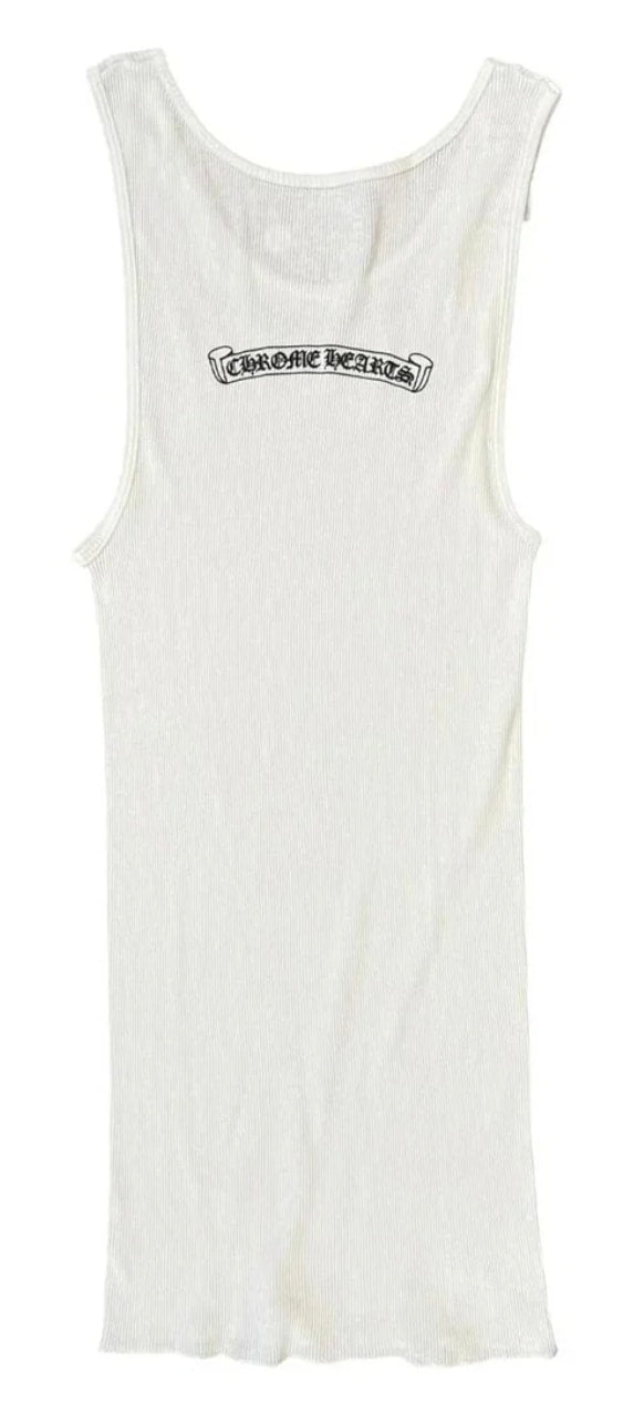 CHROME HEARTS 'SCROLL' WHITE TANK TOP