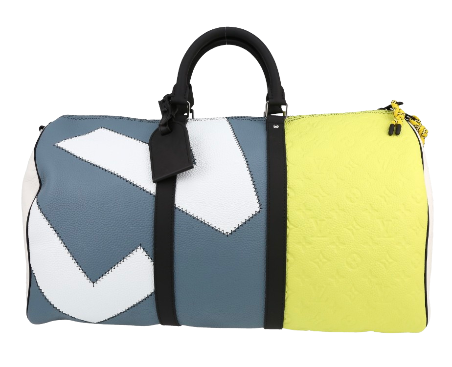 LOUIS VUITTON MONOGRAM BLUE/YELLOW KEEPALL LEATHER TRAVEL BAG