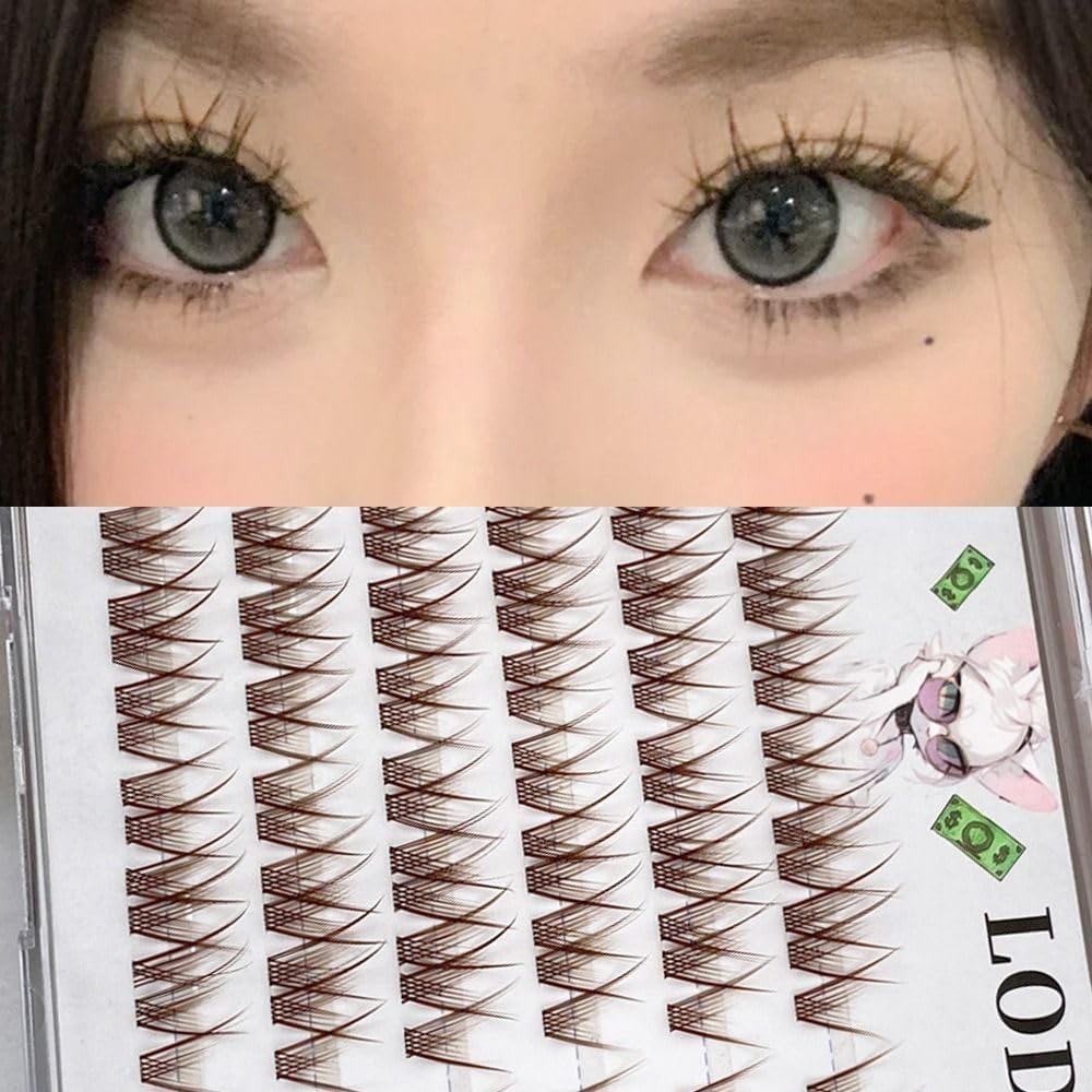 3D Brown False Eyelashes Long Natural Volume Segment Cluster Eyelashes DIY Eyelash Extensions Handmade