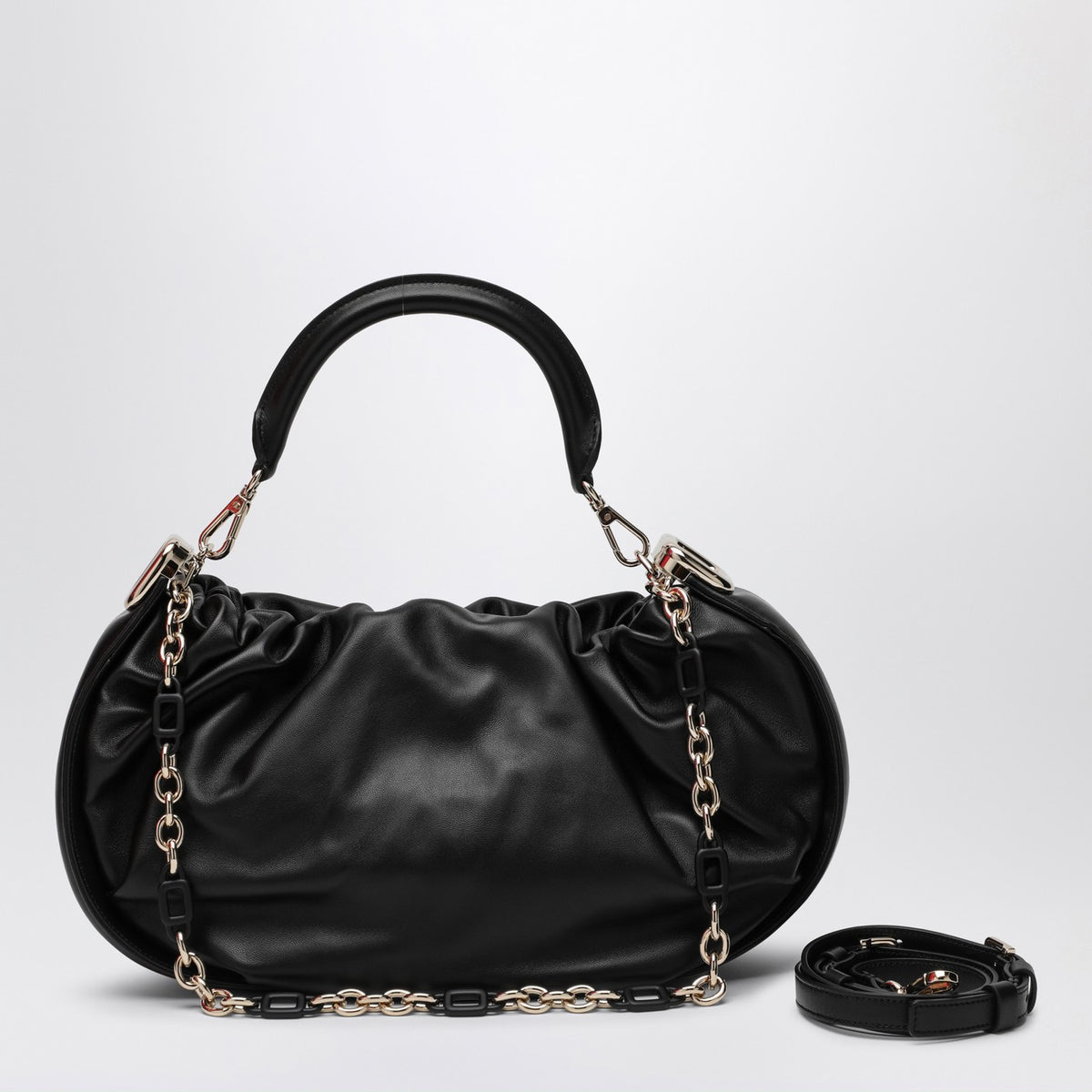 Roger Roger Vivier Viv 'Choc Royal Black Leather Hobo Bag - Image 2