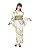 Kyoetsu Girls Yukata Set, E; Changed Weaving, 3-5 Piece Set (Yukata, Waistband, Geta Clogs, Waist Straps) for Girls, Junior