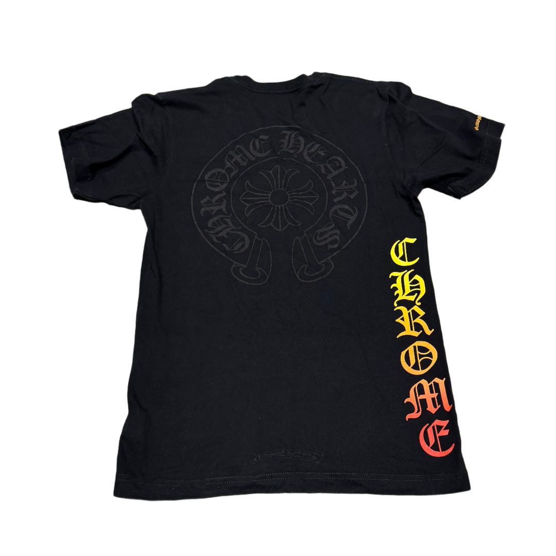 CHROME HEARTS 'SUNSET GRADIENT' HORSESHOE BLACK POCKET TEE