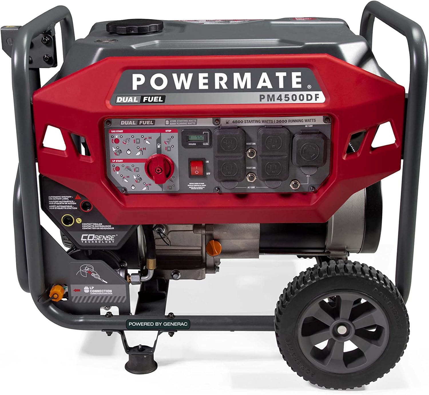 Powermate P0081700 PM4500 4500 Watt Dual Fuel Portable Generator CO-Sense 49-State / CSA, Generac Powered