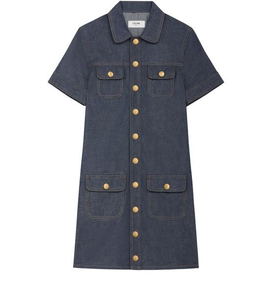 CELINE Mini dress in raw wash denim - Image 2
