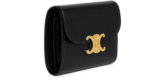 CELINE Triomphe small flap in shiny calfskin wallet - Image 2