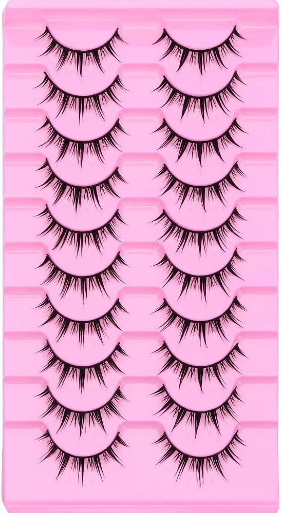 10 Pairs Black and White Cartoon Eyelashes Japanese Anime Cosplay Eyelashes Spiky Wet Look Eyelashes 13mm Asian False Eyelashes Cluster