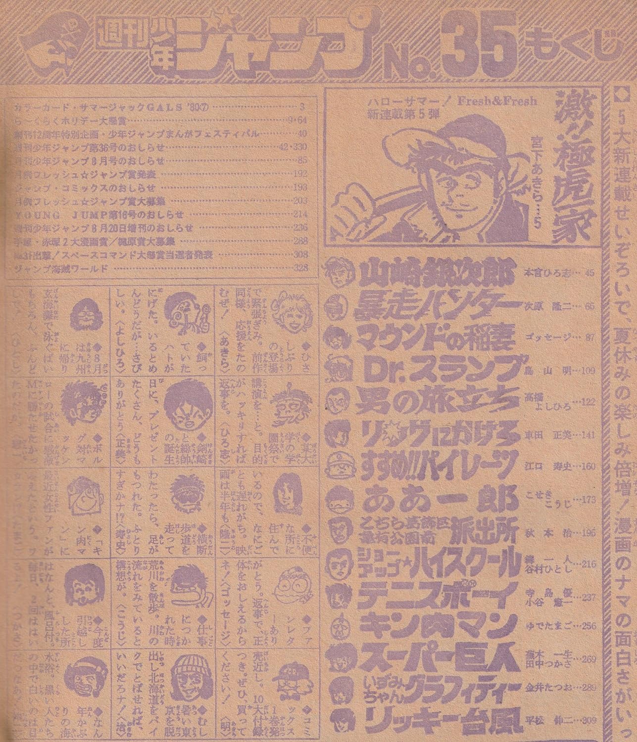 週刊少年ジャンプ 1980年9月1日号 No.35 (通巻612号) 新連載「激！！極虎一家」宮下あきら