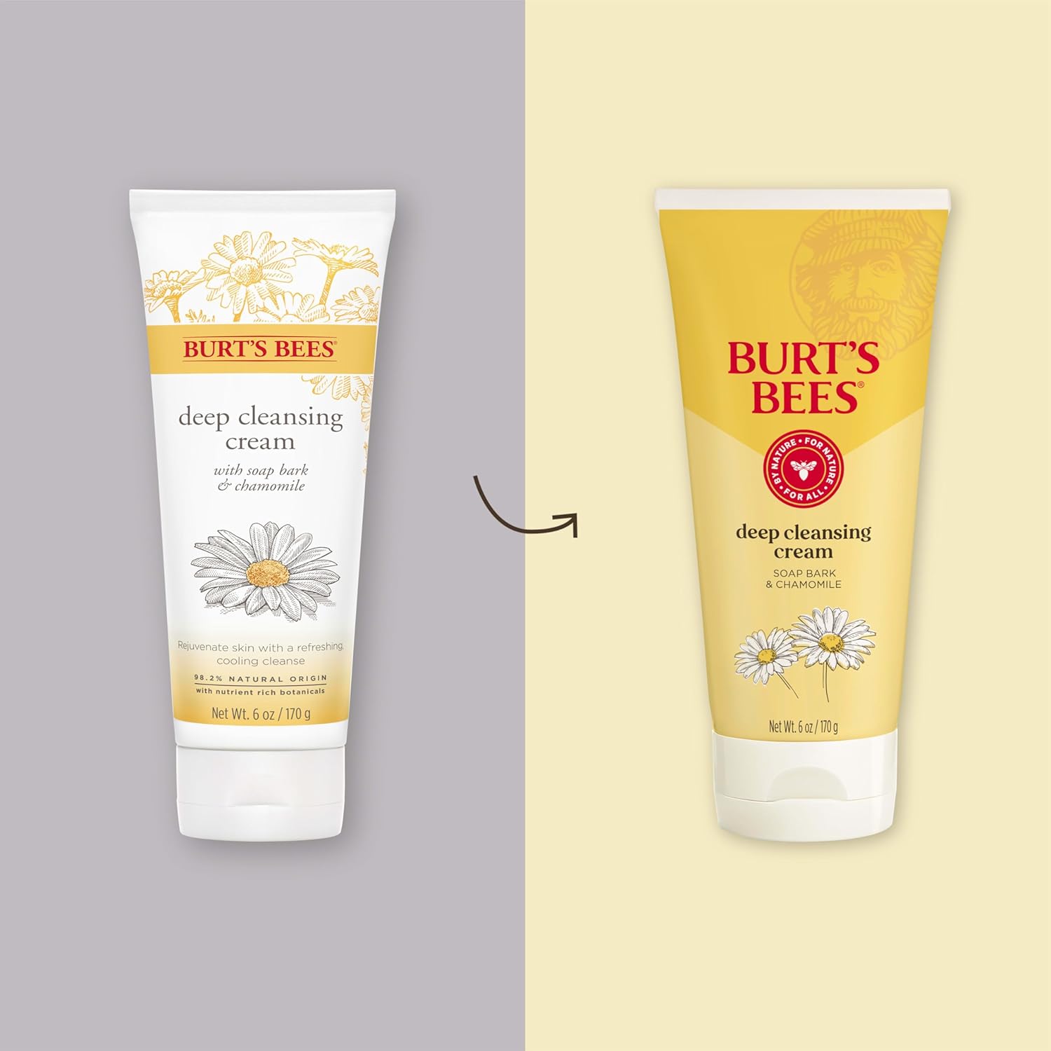 Burt's Bees Lavado facial, crema limpiadora facial profunda, limpiador natural con manzanilla, 6 onzas (paquete de 3) (el embalaje puede variar)