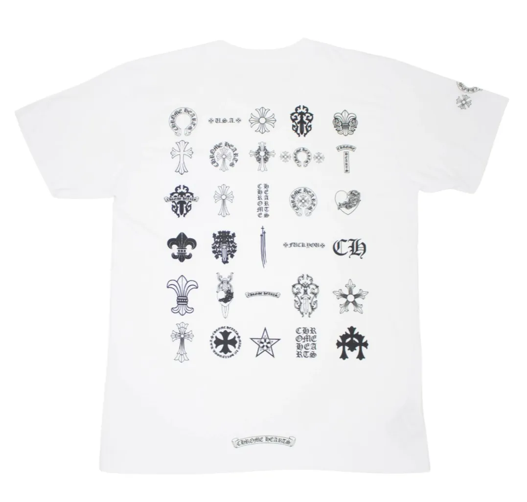CHROME HEARTS 'MULTI LOGO' WHITE POCKET TEE