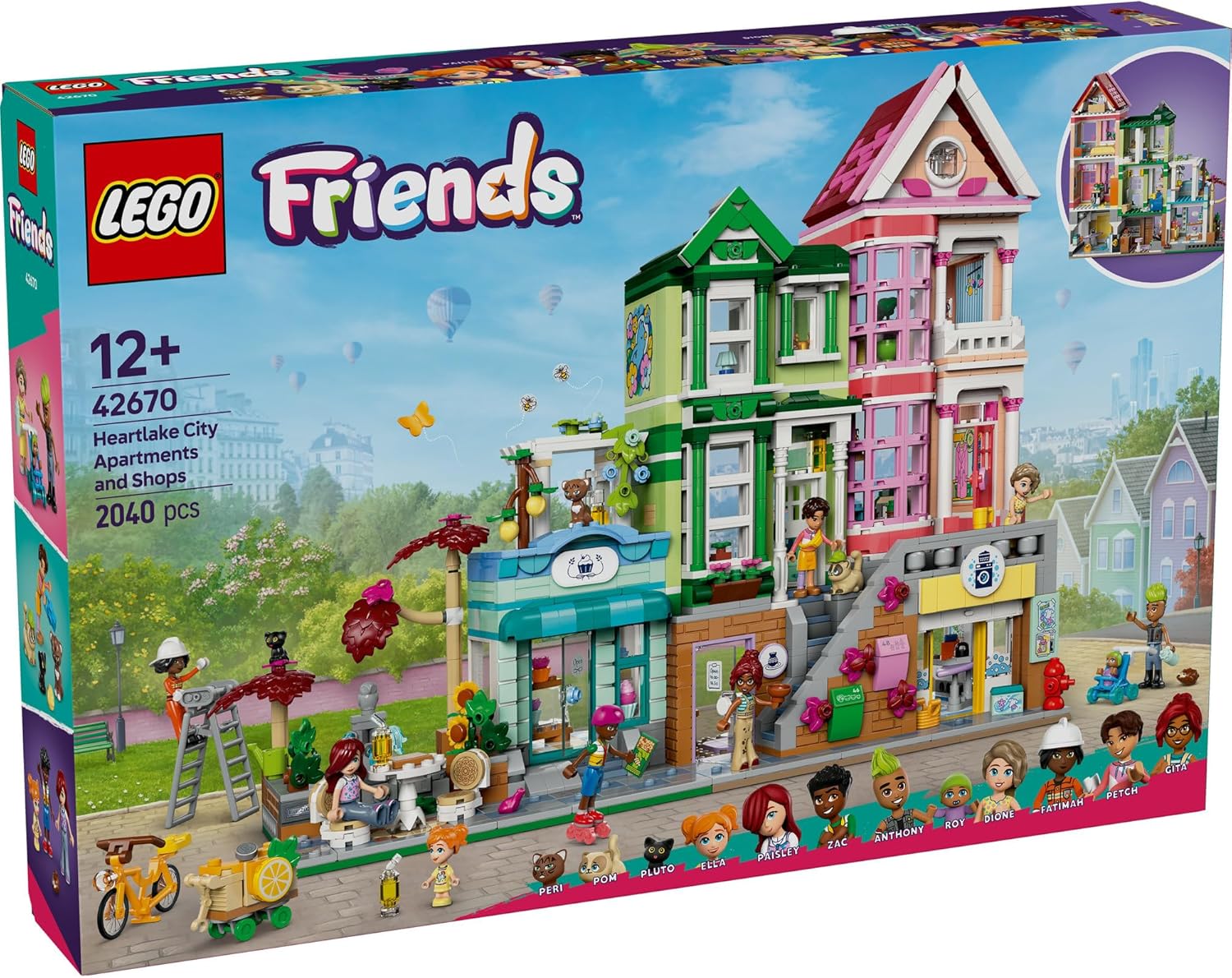 LEGO Friends 42670 Heart Lake City Apartments and Shops, Toys, Birthday Presents, Blocks, Girls, Boys, Children, 12, 13, 14, Elementary School Students, Pretend Play, Pretend Play