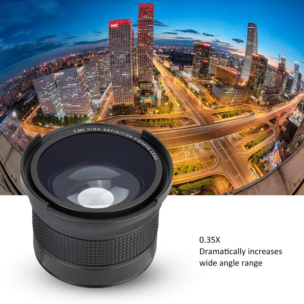 Lens 58MM 0.35X Fisheye Super Wide Angle Lens, Professional Super Wide Angle Aspherical Fisheye Lens for SLR DSLR Camera Black Fisheye Lens
